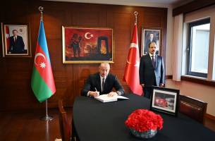 Ilham Aliyev paid a visit to the Embassy of Turkiye in Azerbaijan and conveyed his condolences over the significant loss of life