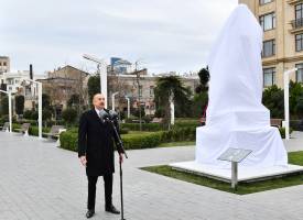 Ilham Aliyev attended unveiling ceremony of statue of prominent composer Tofig Guliyev in Baku