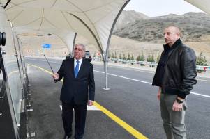 İlham Əliyev Talış-Tapqaraqoyunlu-Qaşaltı sanatoriyası avtomobil yolunun açılışında iştirak edib