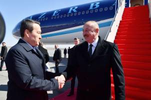 Ilham Aliyev arrived in Kazakhstan for official visit