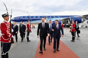 Ilham Aliyev arrived in Bulgaria for working visit