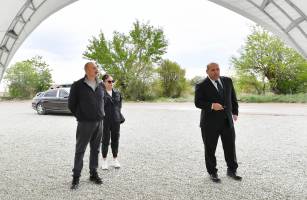 Ilham Aliyev and First Lady Mehriban Aliyeva have attended a groundbreaking ceremony for an administrative building to be built in the city of Aghdam