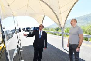 Ilham Aliyev has attended the inauguration of the 8.2-km section of the Shukurbayli-Jabrayil-Hadrut highway