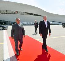 Rais of Tatarstan Rustam Minnikhanov together with Ilham Aliyev headed to Baku from Zangilan International Airport