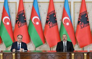 Presidents of Azerbaijan and Albania made press statements