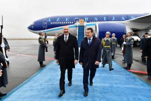 Ilham Aliyev embarked on visit to Kazakhstan