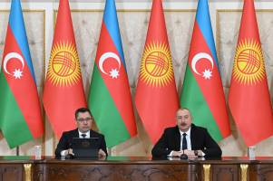 President Ilham Aliyev and President Sadyr Zhaparov made press statements