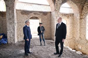 Ilham Aliyev inspected restoration works at Chol Gala Mosque in Shusha