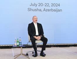 İlham Əliyev Şuşada 2-ci Qlobal Media Forumunda çıxış edib