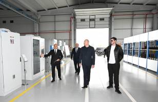 Ilham Aliyev participated in the opening of a plant manufacturing electrical distribution equipment, sockets, and concrete substations at Aghdam Industrial Park