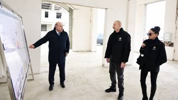 Ilham Aliyev examined ongoing construction at second residential complex in Aghdam city