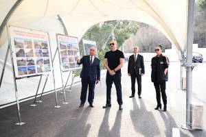 Ilham Aliyev and First Lady Mehriban Aliyeva attended inauguration of highway from Sarsang Reservoir to Umudlu village in Aghdara