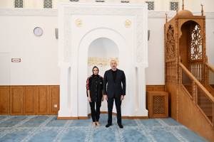 Ilham Aliyev and First Lady Mehriban Aliyeva attended the inauguration of a mosque in Sugovushan village, Aghdara district