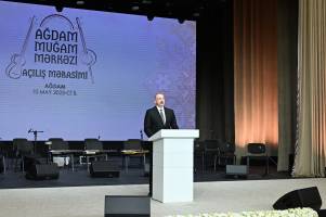 İlham Əliyev və birinci xanım Mehriban Əliyeva Ağdam Muğam Mərkəzinin açılışında iştirak ediblər