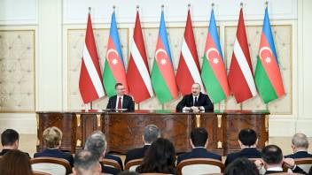 Ilham Aliyev and President of Latvia Edgars Rinkēvičs made press statements