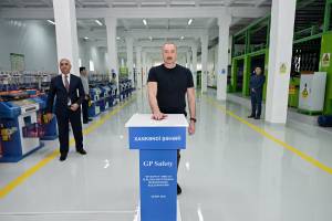 İlham Əliyev Xankəndidə “GP Safety” MMC-nin iş əlcəkləri istehsalı müəssisəsinin açılışında iştirak edib