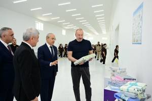 İlham Əliyev Xocalı şəhərində “Qarabağ Tekstil Evi” Məhdud Məsuliyyətli Cəmiyyətinin (MMC) açılışında iştirak edib