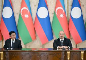 Azərbaycan və Laos prezidentləri mətbuata bəyanatlarla çıxış ediblər
