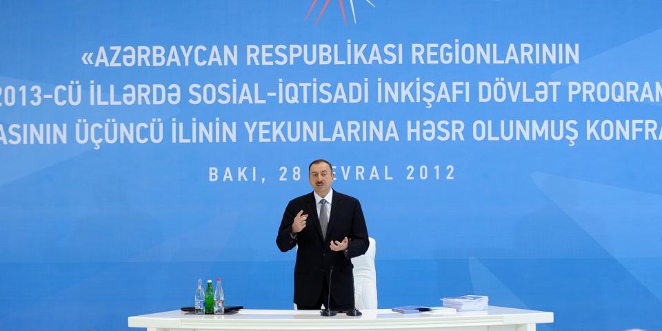 Ilham Aliyev attended a conference on the results of the third year into the “State Program on the socioeconomic development of districts for 2009-2013”