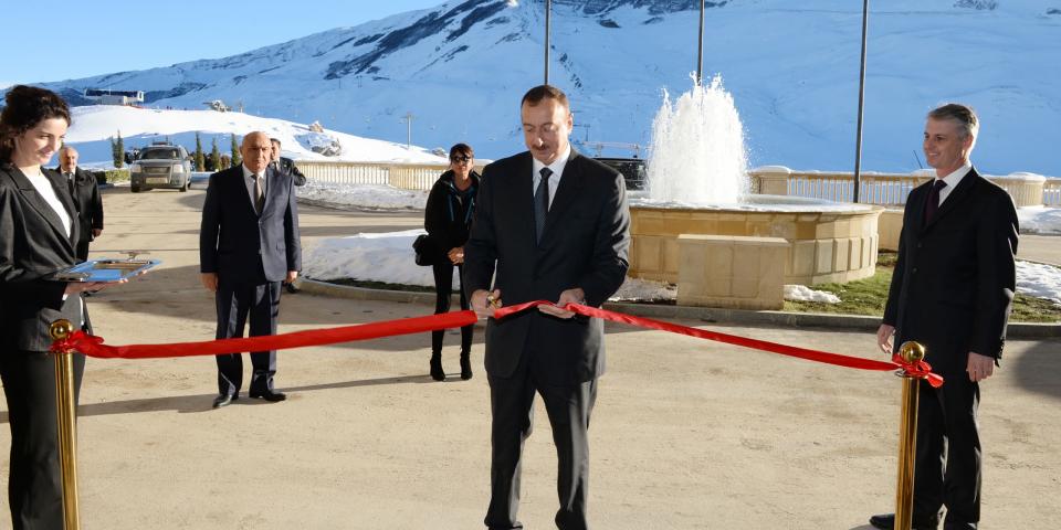 Ilham Aliyev in Gusar attended the opening of the Hotels Shahdag and Pik Palace and a ceremony dedicated to the sports results of 2013