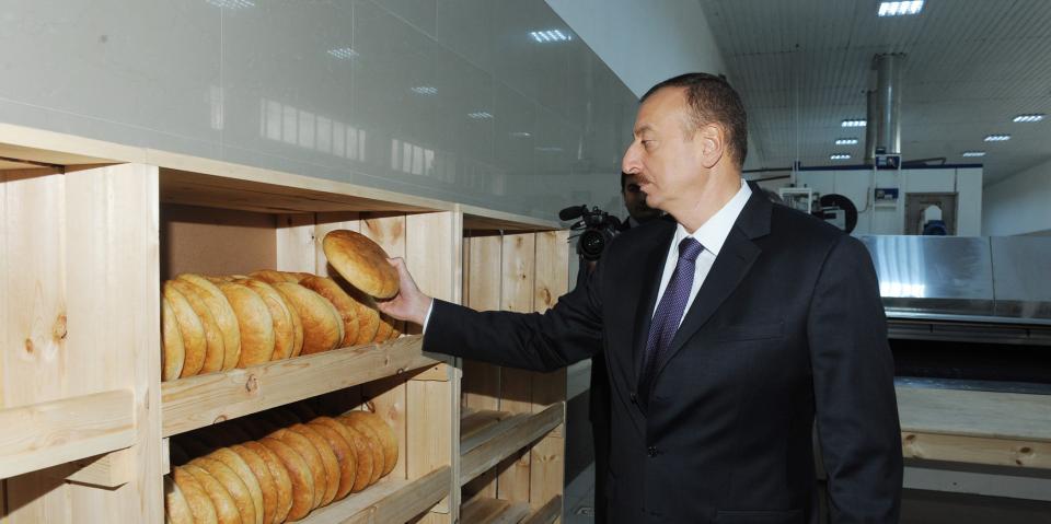 Ilham Aliyev attended the opening of a bread-baking plant in Agsu
