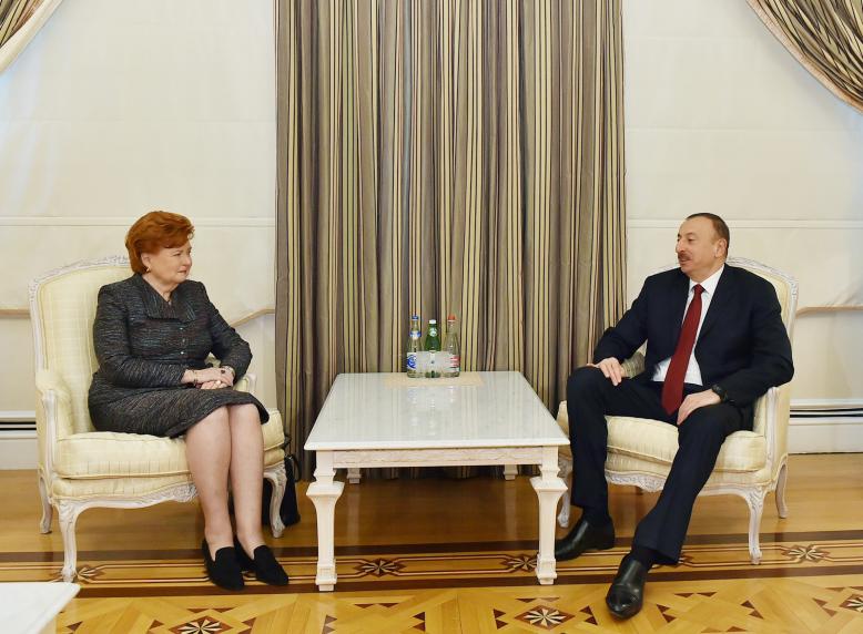 Ilham Aliyev received the former President of Latvia and the director of the Bibliotheca Alexandrina