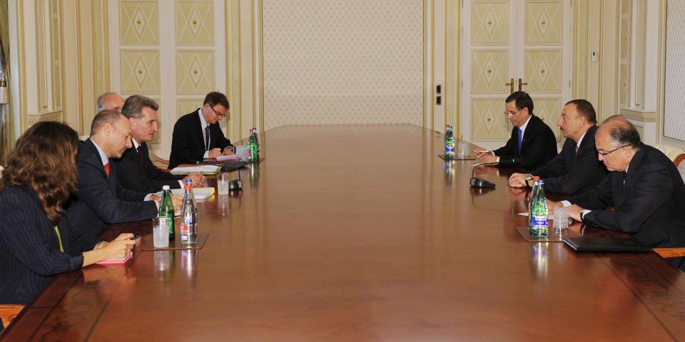 Ilham Aliyev received a delegation led by European Union Commissioner for Energy Gunther Oettinger