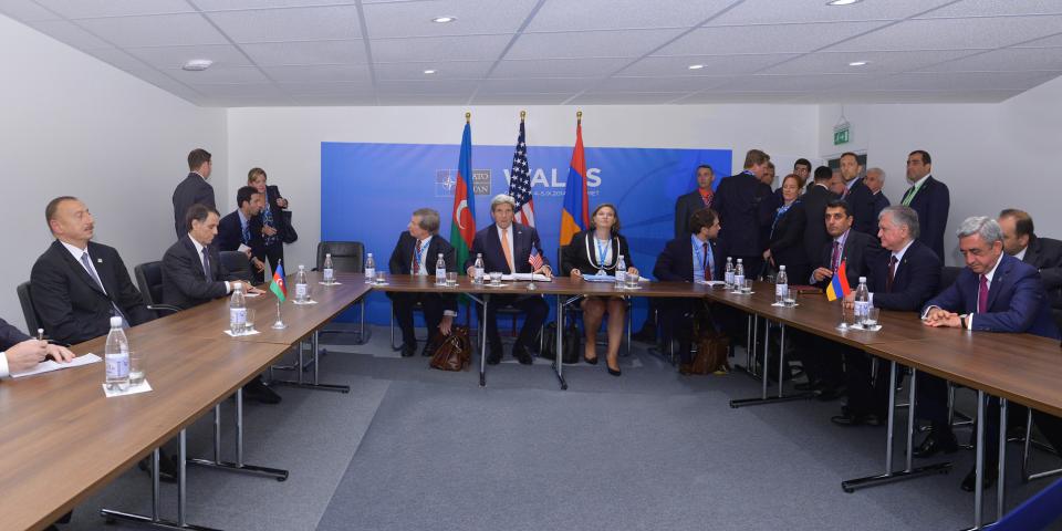 A joint meeting of the Presidents of Azerbaijan, Armenia and the US Secretary of State was held in Wales