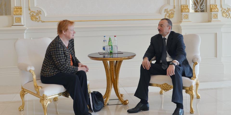 Ilham Aliyev received former President of Finland Tarja Halonen