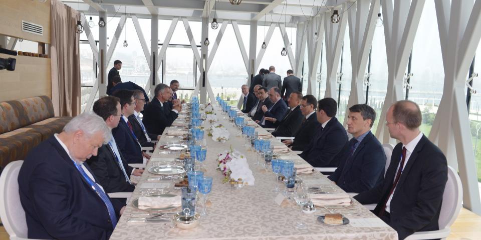 Official dinner reception was hosted on behalf of Ilham Aliyev in honor of President of the Swiss Confederation Didier Burkhalter