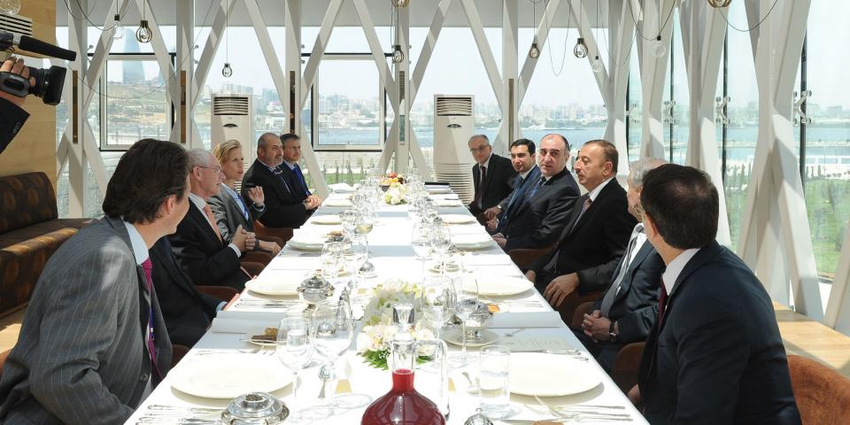 Dinner was hosted on behalf of Ilham Aliyev in honor of President of the European Council Herman Van Rompuy