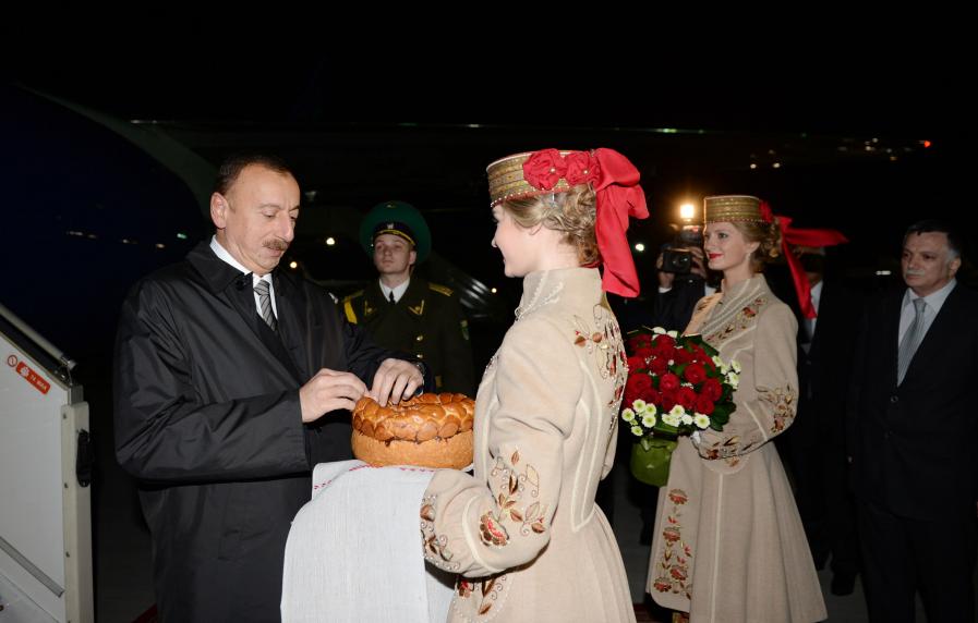 Ilham Aliyev arrived in Minsk on a visit
