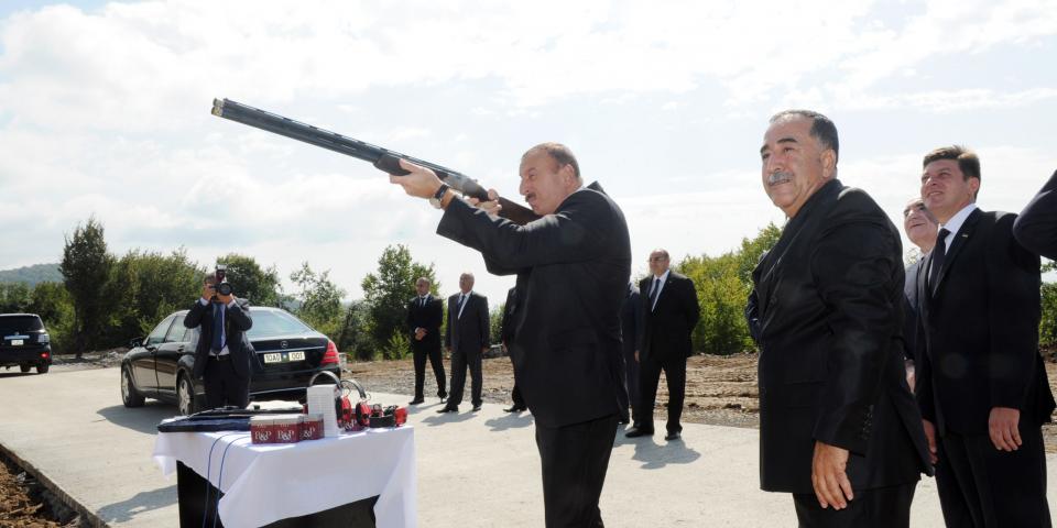 Ilham Aliyev reviewed progress of construction of a trap shooting and archery center in Gabala