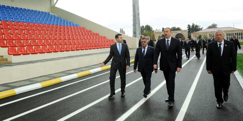 Ilham Aliyev attended the opening of the Agsu city stadium