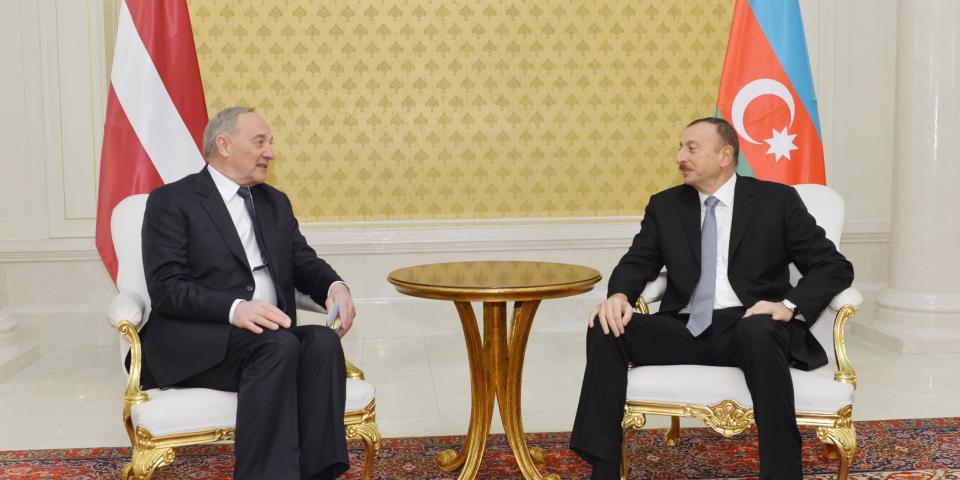 Ilham Aliyev held a one-on-one meeting with President of the Republic of Latvia Andris Berzins