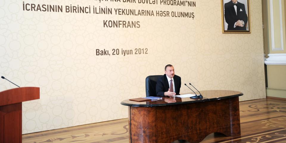 Closing Speech by Ilham Aliyev at the conference on the results of the first year of the “State program on the socioeconomic development of Baku and its suburban settlements in 2011-2013”