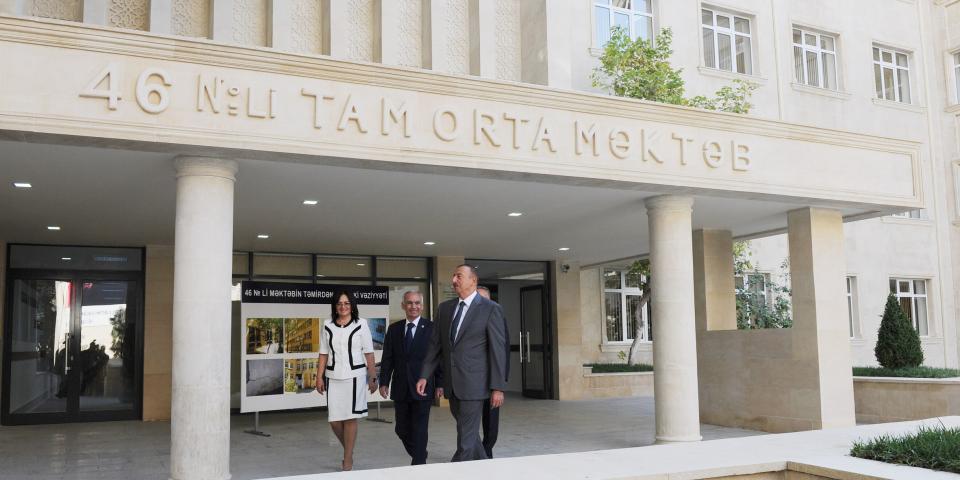 Ilham Aliyev reviewed secondary school No. 46 in Baku after major repair and reconstruction