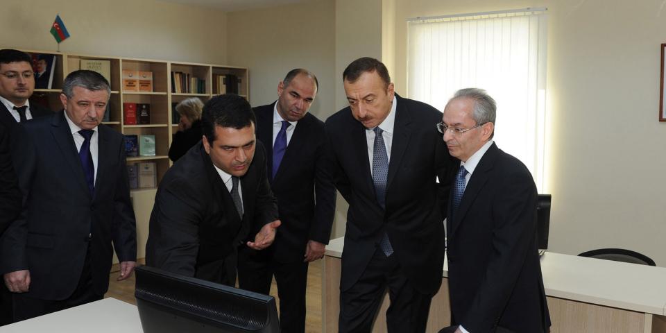As part of a visit to Oguz District, Ilham Aliyev attended the opening of an office building of the district court