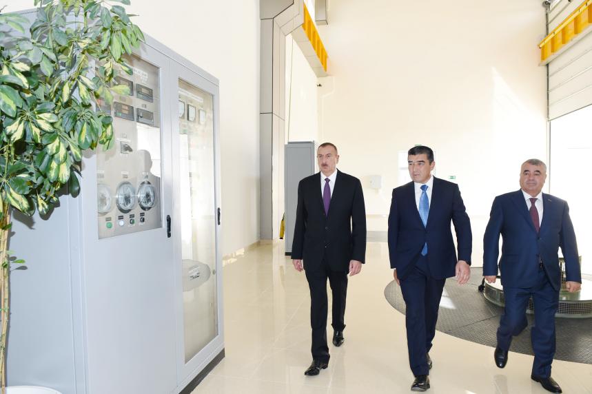 İlham Əliyev “Göyçay” Su Elektrik Stansiyasının açılışında iştirak edib