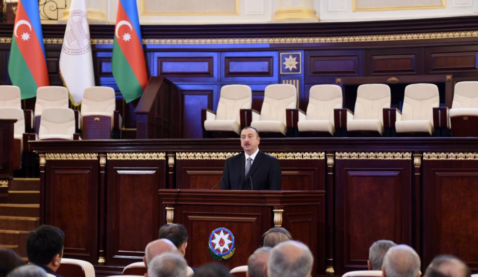 Ilham Aliyev attended a general meeting marking the 70th anniversary of ANAS