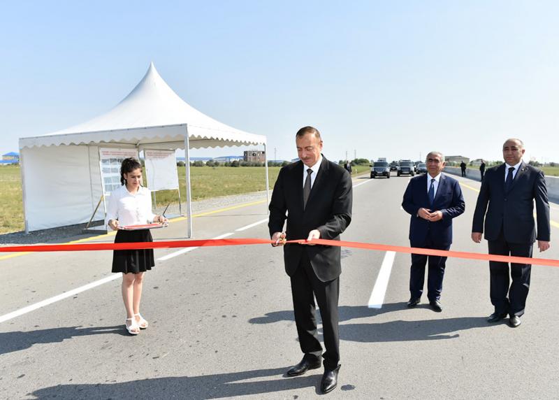 Ilham Aliyev attended opening of newly renovated Kurdamir-Ujar-Yevlakh highway