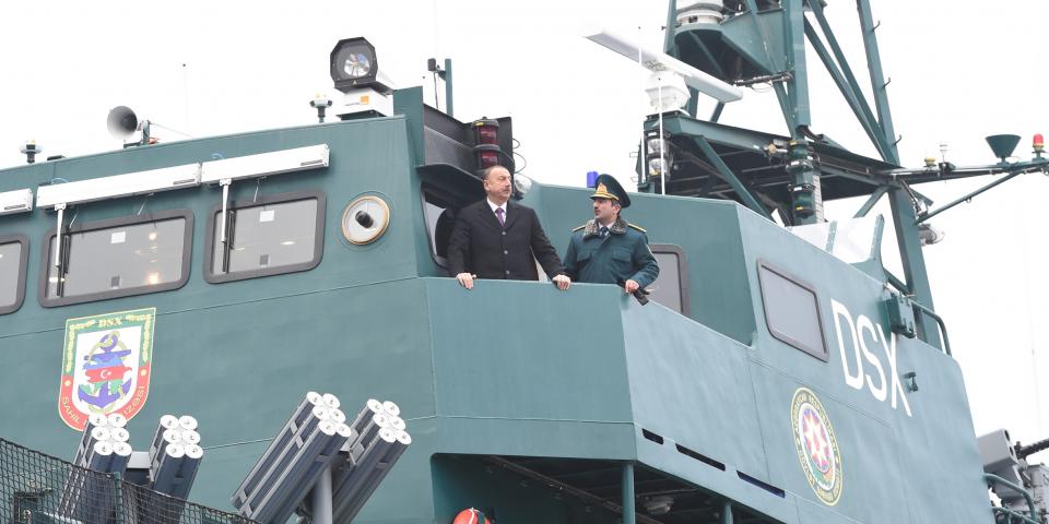 Ilham Aliyev viewed newly-constructed "Tufan" ship of Coast Guard of State Border Service and new special equipment