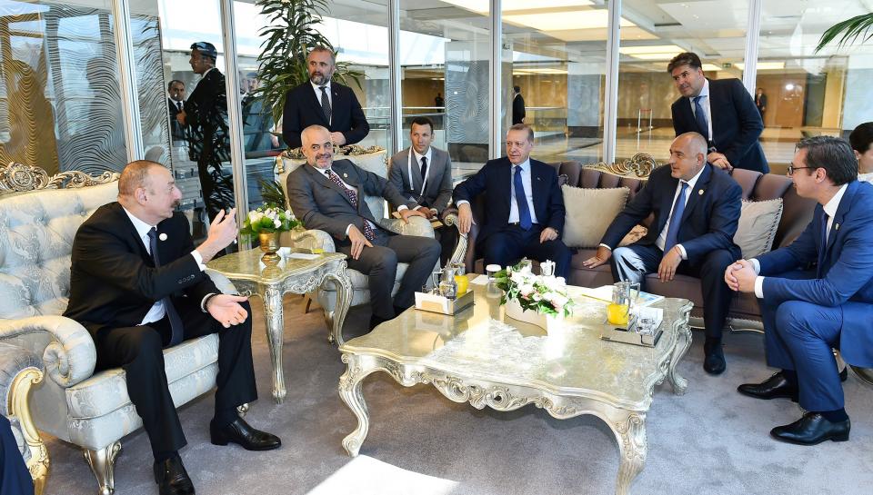 Ilham Aliyev, President Recep Tayyip Erdogan and heads of state and government attending 22nd World Petroleum Congress had a brief talk