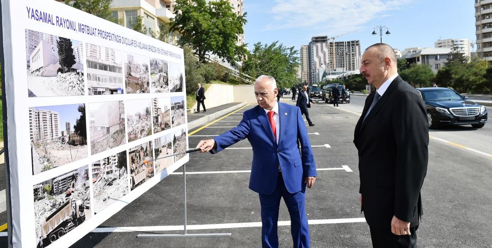 Ilham Aliyev viewed newly built park in Yasamal district