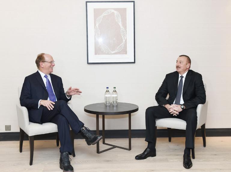 Ilham Aliyev met with founder of BlackRock in Davos