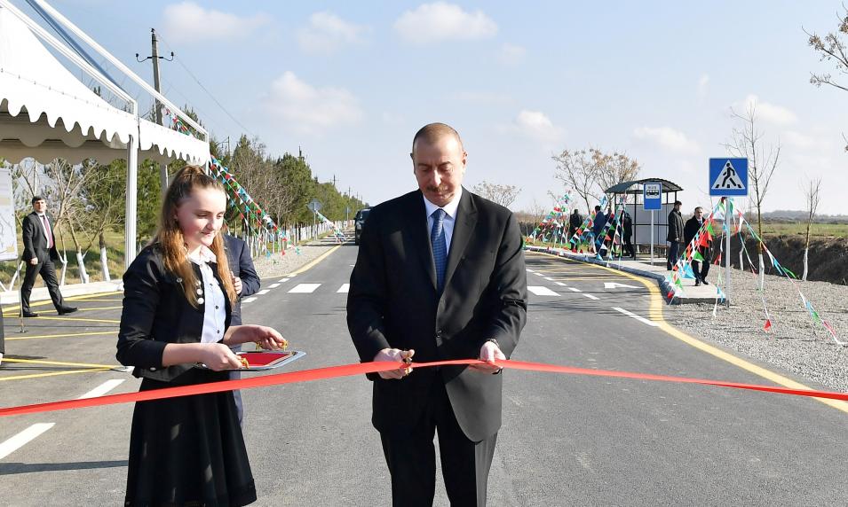Ilham Aliyev inaugurated Mingachevir-Stansiya Mingachevir-Bahramtapa-Beylagan highway