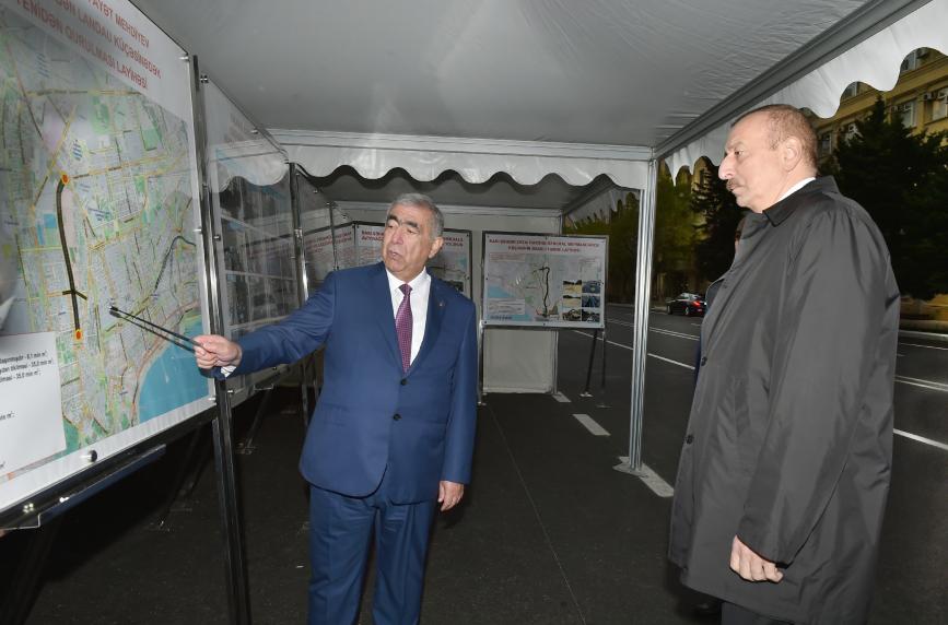 Ilham Aliyev viewed renovation work done in section of Shafayat Mehdiyev street from Tbilisi Avenue to Landau street