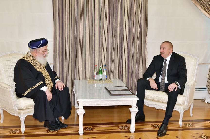 Ilham Aliyev received Sephardic Chief Rabbi of Jerusalem