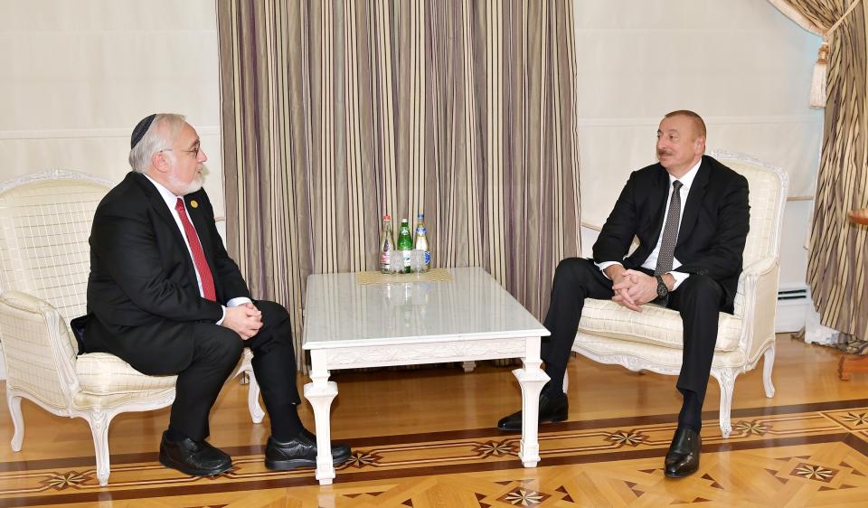 Ilham Aliyev received co-founder and dean of Simon Wiesenthal Center and president of US Congress of Christian Leaders