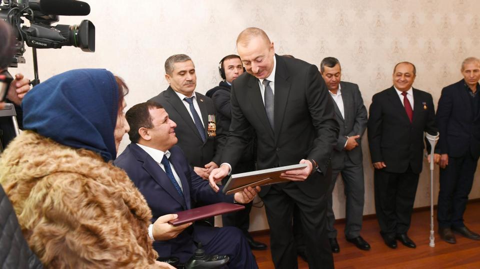 Речь Ильхама Алиева на  церемонии предоставления квартир и автомобилей инвалидам Карабахской войны